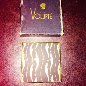 Vintage 1957 Volupte Stylized Flame Empty Powder Mirror Compact in Original Box